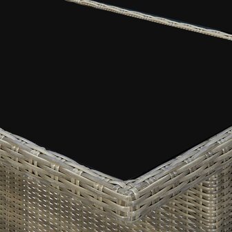 Tuintafel poly rattan en gehard glas bruin