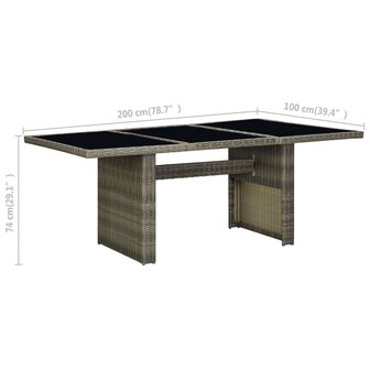 Tuintafel poly rattan en gehard glas bruin
