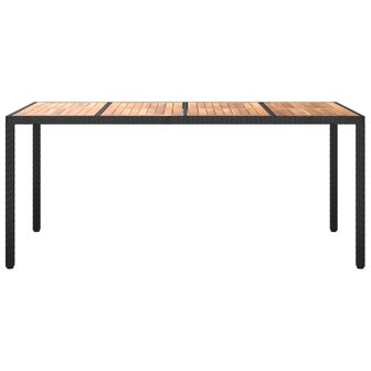 Tuintafel 190x90x75 cm poly rattan en acaciahout zwart