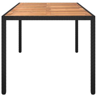 Tuintafel 190x90x75 cm poly rattan en acaciahout zwart