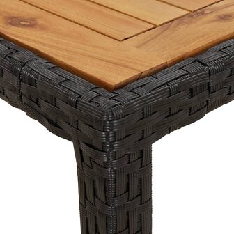 Tuintafel 190x90x75 cm poly rattan en acaciahout zwart