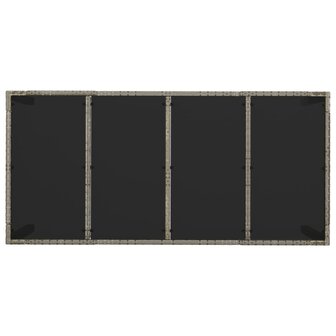 Tuintafel met glazen blad 190x90x75 cm poly rattan grijs