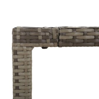 Tuintafel met glazen blad 190x90x75 cm poly rattan grijs