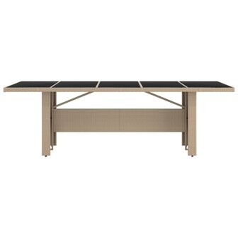Tuintafel met glazen blad poly rattan en gehard glas beige