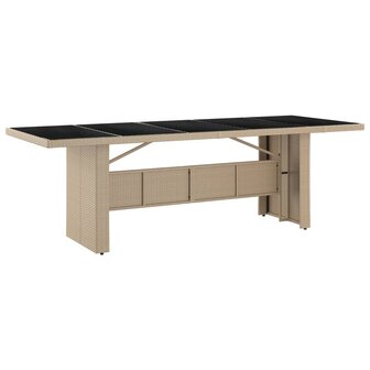 Tuintafel met glazen blad poly rattan en gehard glas beige
