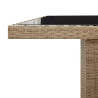 Tuintafel met glazen blad poly rattan en gehard glas beige