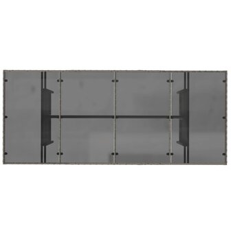 Tuintafel met glazen blad 190x80x74 cm poly rattan grijs