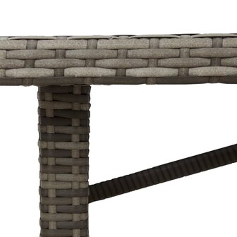 Tuintafel met glazen blad 190x80x74 cm poly rattan grijs