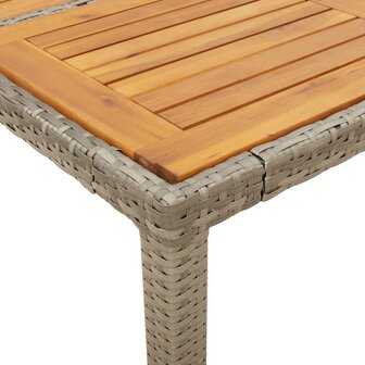 Tuintafel met acaciahouten blad 190x90x75 cm poly rattan grijs