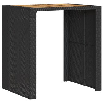 Tuinbartafel acaciahouten blad 105x80x110 cm poly rattan zwart