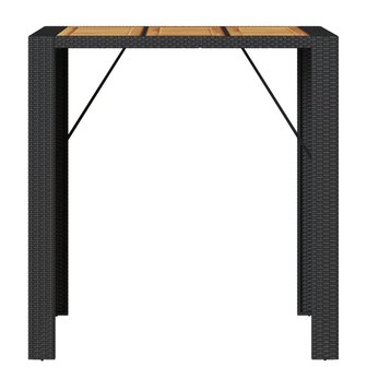 Tuinbartafel acaciahouten blad 105x80x110 cm poly rattan zwart