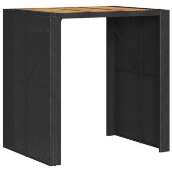 Tuinbartafel acaciahouten blad 105x80x110 cm poly rattan zwart