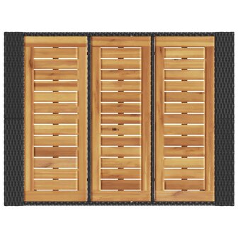 Tuinbartafel acaciahouten blad 105x80x110 cm poly rattan zwart
