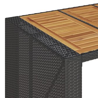 Tuinbartafel acaciahouten blad 105x80x110 cm poly rattan zwart