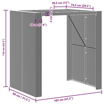 Tuinbartafel acaciahouten blad 105x80x110 cm poly rattan zwart