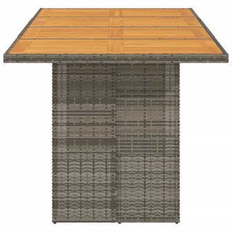 Tuintafel met acaciahouten blad 190x80x75 cm poly rattan grijs