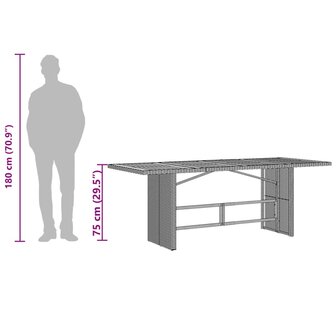 Tuintafel met acaciahouten blad 190x80x75 cm poly rattan grijs