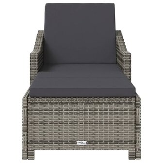Ligbed met donkergrijs kussen poly rattan grijs