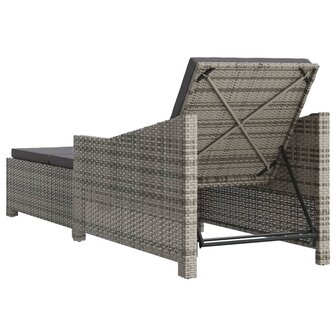 Ligbed met donkergrijs kussen poly rattan grijs
