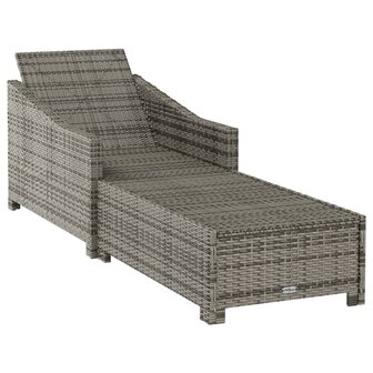 Ligbed met donkergrijs kussen poly rattan grijs