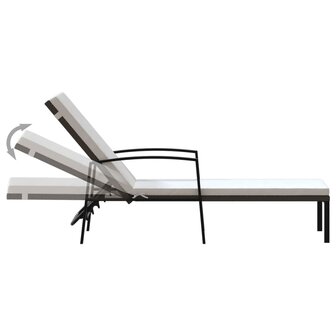 Ligbedden 2 st met tafel poly rattan bruin