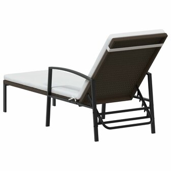 Ligbedden 2 st met tafel poly rattan bruin