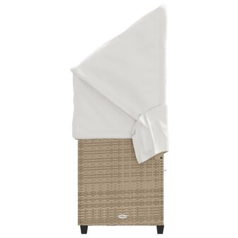 Ligbed met luifel en kussen poly rattan&nbsp;beige