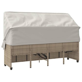 Ligbed met luifel en kussen poly rattan&nbsp;beige