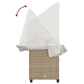 Ligbed met luifel en kussen poly rattan&nbsp;beige