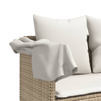 Ligbed met luifel en kussen poly rattan&nbsp;beige