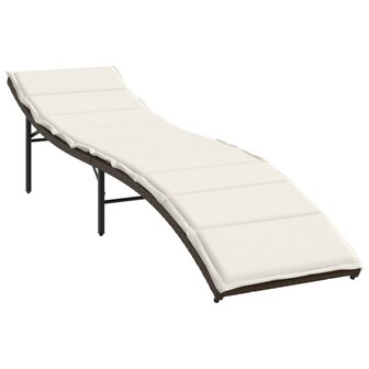 Ligstoelen 2 st met kussens poly rattan bruin