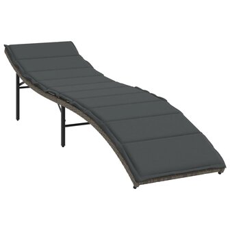 Ligbedden 2 st met kussens poly rattan grijs