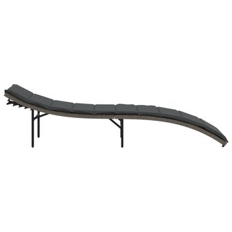 Ligbedden 2 st met kussens poly rattan grijs