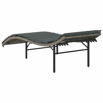 Ligbedden 2 st met kussens poly rattan grijs