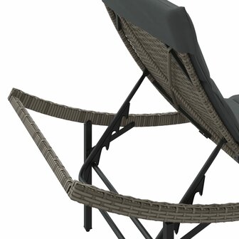 Ligbedden 2 st met kussens poly rattan grijs