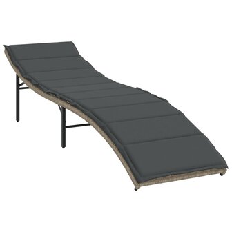 Ligbedden 2 st met kussens poly rattan lichtgrijs