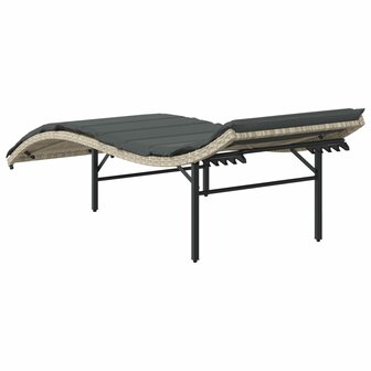 Ligbedden 2 st met kussens poly rattan lichtgrijs
