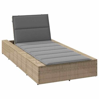 Ligbed met zwevend kussen poly rattan beige