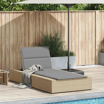 Ligbed met zwevend kussen poly rattan beige
