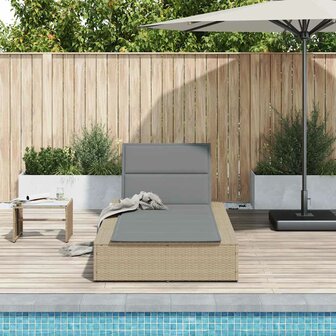 Ligbed met zwevend kussen poly rattan beige
