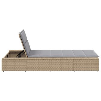 Ligbed met zwevend kussen poly rattan beige
