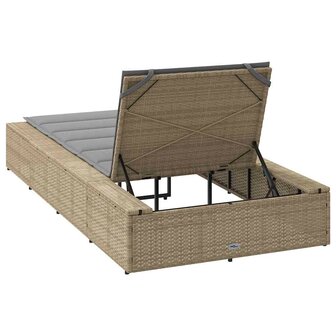 Ligbed met zwevend kussen poly rattan beige