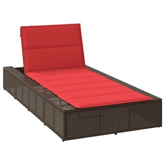 Ligbed met zwevend kussen poly rattan bruin