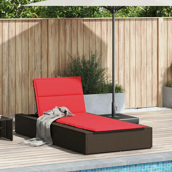 Ligbed met zwevend kussen poly rattan bruin