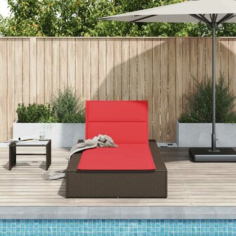 Ligbed met zwevend kussen poly rattan bruin