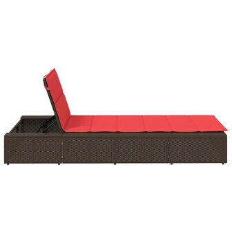 Ligbed met zwevend kussen poly rattan bruin