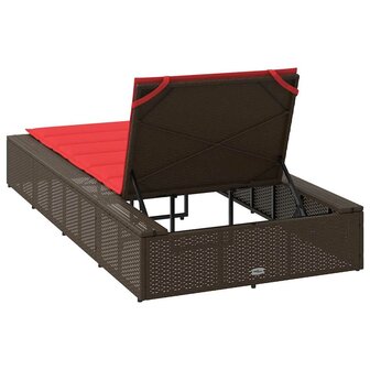 Ligbed met zwevend kussen poly rattan bruin