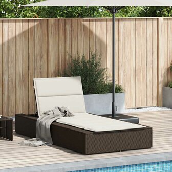 Ligbed met zwevend kussen poly rattan bruin