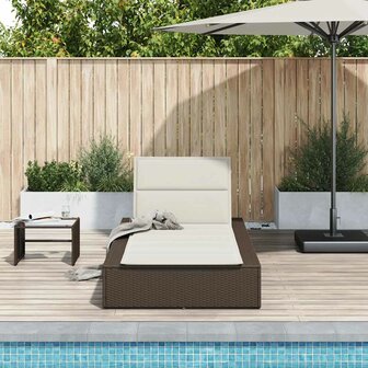 Ligbed met zwevend kussen poly rattan bruin