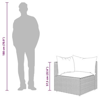 3-delige Loungeset met kussens poly rattan bruin